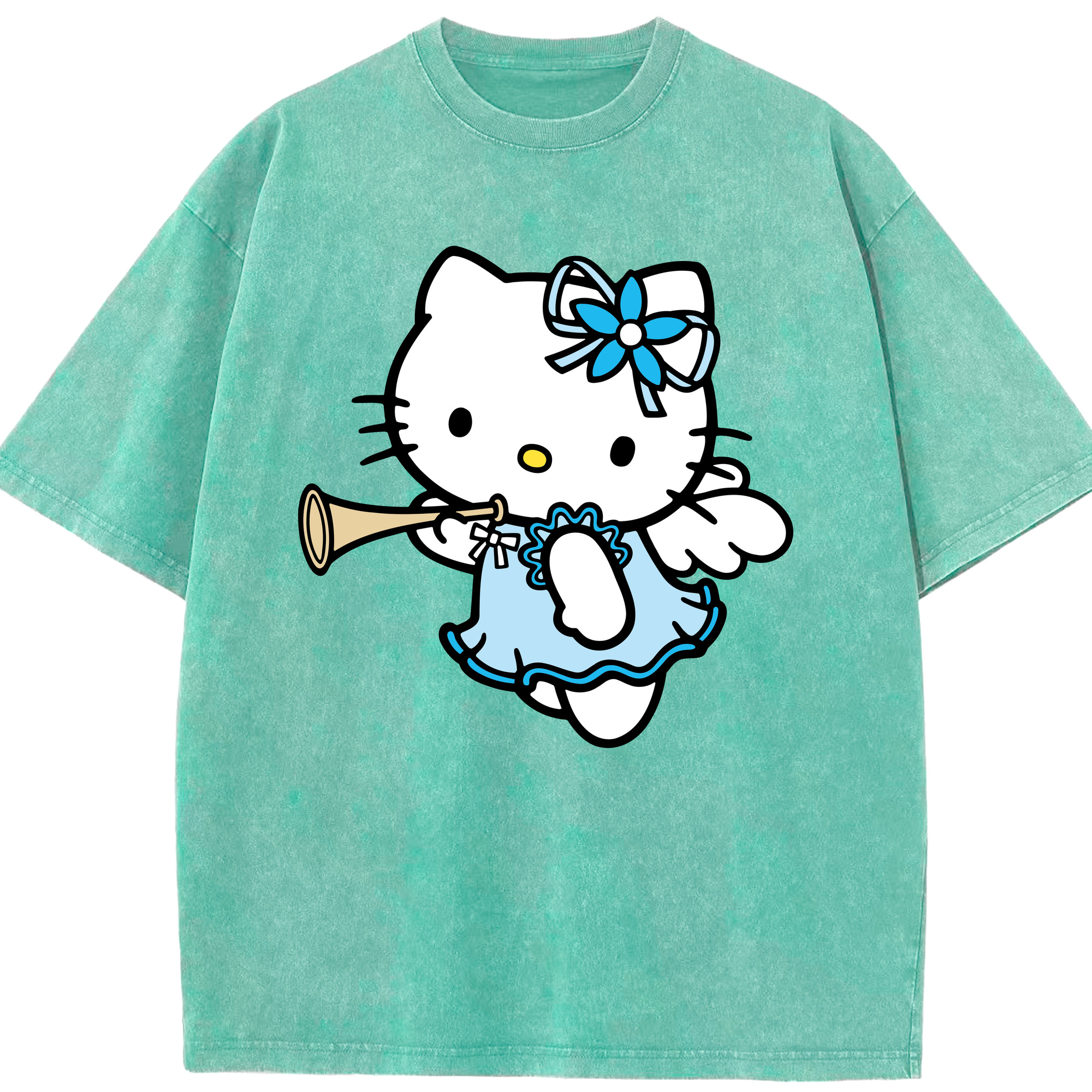 （画像用） Hello Kitty ハローキティ 綿100% ヴィンテージ風 半袖Tシャツ（フロントプリント）